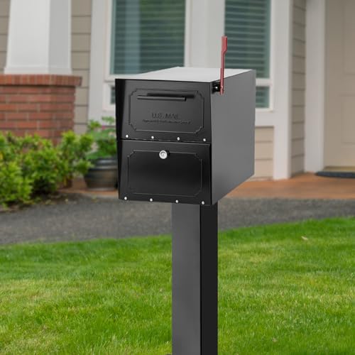 Architectural Mailboxes Oasis 28" H Pedestal Galvanized Steel Mailbox Post, Compatibility Code H, K, 5106B, Black - Image 2