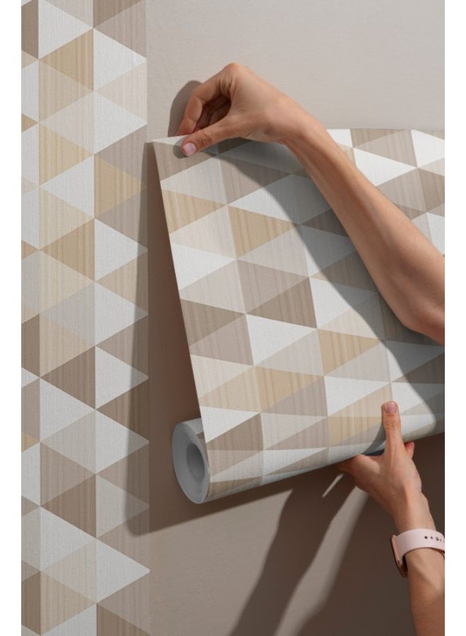 Home Gallery Seamless Texture Of Small Triangular Tiles Set In Even Fabric Wallpaper Covers An Area ​​Up To 4.2Mx3M With Adhesive  And Smoothing Tool - Image 3