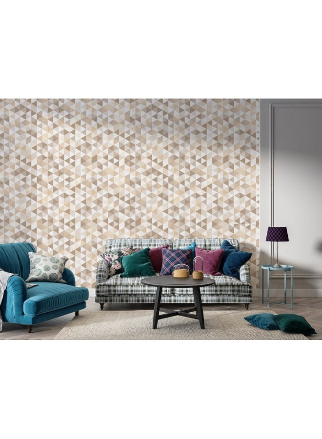 Home Gallery Seamless Texture Of Small Triangular Tiles Set In Even Fabric Wallpaper Covers An Area ​​Up To 4.2Mx3M With Adhesive  And Smoothing Tool - Image 4