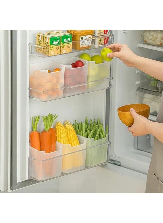Clazkit صناديق تخزين كلوزكيت متعددة الأغراض لحفظ المساحة - منظم باب الثلاجة الجانبي للثلاجة للمطبخ والحمام والقرطاسية والمواد الصحية - مجموعة شفافة من 6 - Image 2