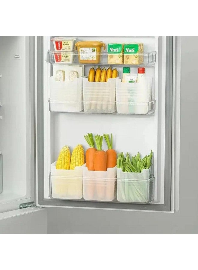 Clazkit صناديق تخزين كلوزكيت متعددة الأغراض لحفظ المساحة - منظم باب الثلاجة الجانبي للثلاجة للمطبخ والحمام والقرطاسية والمواد الصحية - مجموعة شفافة من 6 - Image 1