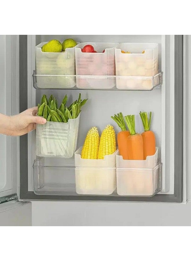 Clazkit صناديق تخزين كلوزكيت متعددة الأغراض لحفظ المساحة - منظم باب الثلاجة الجانبي للثلاجة للمطبخ والحمام والقرطاسية والمواد الصحية - مجموعة شفافة من 6 - Image 4