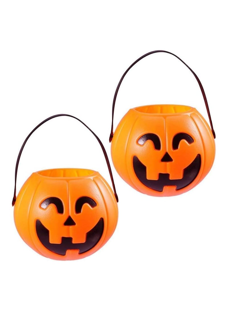 JOLLITY LLC Halloween Pumpkin Bucket for Trick or Treat Candy Collection with Holder Party Decorations 17 CMS (Bucket 2 pcs) - Image 1