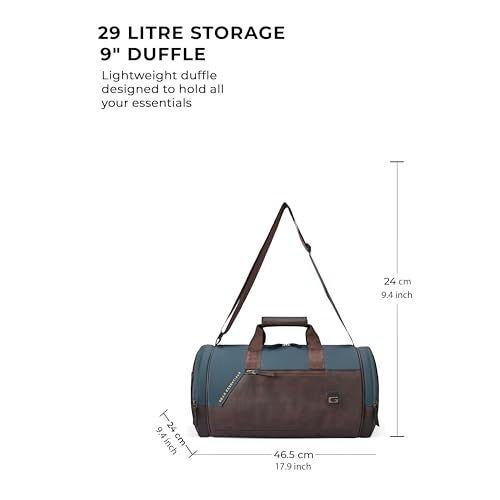 Gear Cross Training 9"/29L Faux Leather Large Water Resistant Duffle Bag/Travel Bag/Gym Bag for Men & Women(Teal-Brown) - Image 2