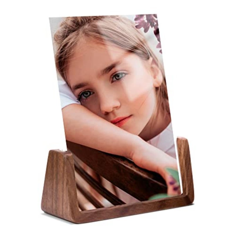5x7 Picture Frames, Solid Rustic Wooden Photo Frames with Walnut Wood Base and High Definition Acrylic Glass Covers for Tabletop or Desktop Display - Image 1