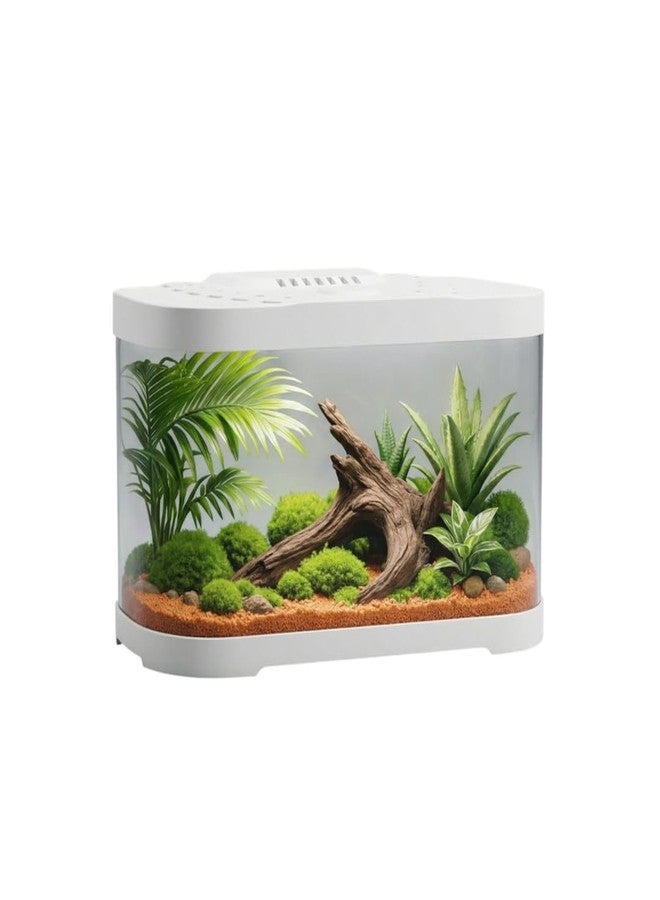 rizopets Premium Fish Aquarium Tank with Lid, LED Light & Filter | Modern Round Shape Fish Tank for Home & Office | Stylish Mini Aquarium for Betta, Goldfish, Guppies Size 40 cm 22.7 cm 25.5cm - Image 1