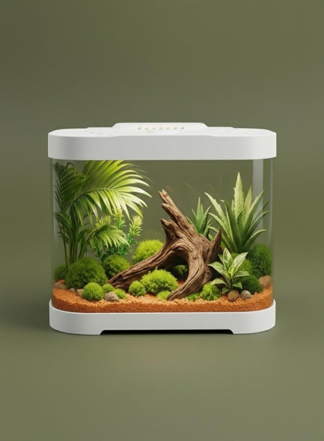 rizopets Premium Fish Aquarium Tank with Lid, LED Light & Filter | Modern Round Shape Fish Tank for Home & Office | Stylish Mini Aquarium for Betta, Goldfish, Guppies Size 40 cm 22.7 cm 25.5cm - Image 2