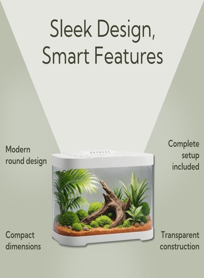 rizopets Premium Fish Aquarium Tank with Lid, LED Light & Filter | Modern Round Shape Fish Tank for Home & Office | Stylish Mini Aquarium for Betta, Goldfish, Guppies Size 40 cm 22.7 cm 25.5cm - Image 3