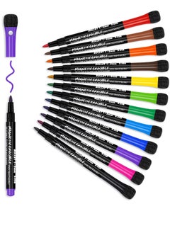 SYOSI Whiteboard Marker, Excefore 12 colors Magnetic Dry Erase Markers, Low Odor White Board Markers with Erasers Fine Tip Erasable Pens for Kids Teacher Back to School, Work on Classroom Office, Calender  - Image 1