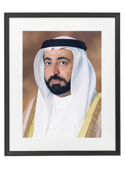 Official Portrait of HH Sheikh Sultan bin Muhammad Al-Qasimi, Ruler of the Sharjah with Frame 50x40cm