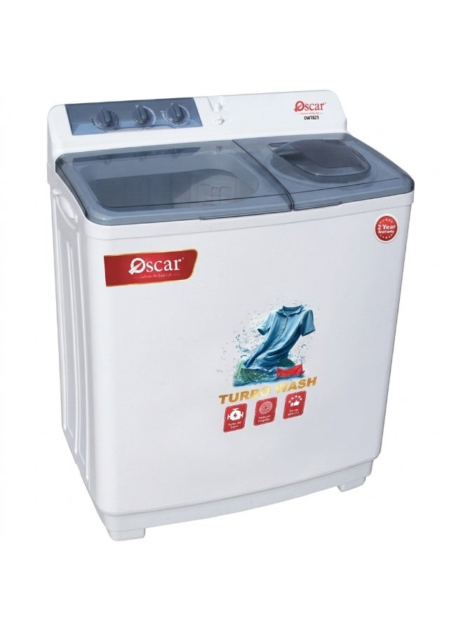 OSCAR 9KG Semi Automatic Twin Tub Washing Machine, 6KG Spin Capacity, 450W Powerful Motor, Compact & Energy Efficient | Ideal for Home Use - OWM1002K – White | 1 Year Warranty