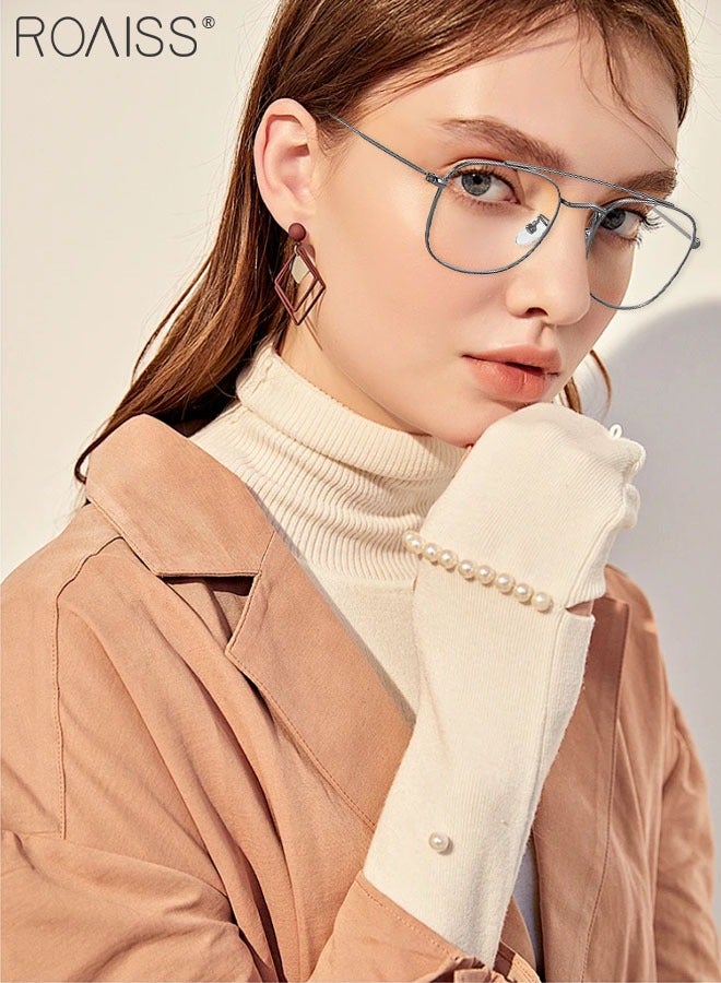 رويس نظارة حجب الضوء الأزرق، نظارة مربعة للكمبيوتر وللقراءة والألعاب والتلفزيون والهواتف بفلتر الضوء الأزرق، نظارات الموضة المضادة لإجهاد العين والصداع للنساء والرجال، الرمادي الفضي، 54 مم - Image 2