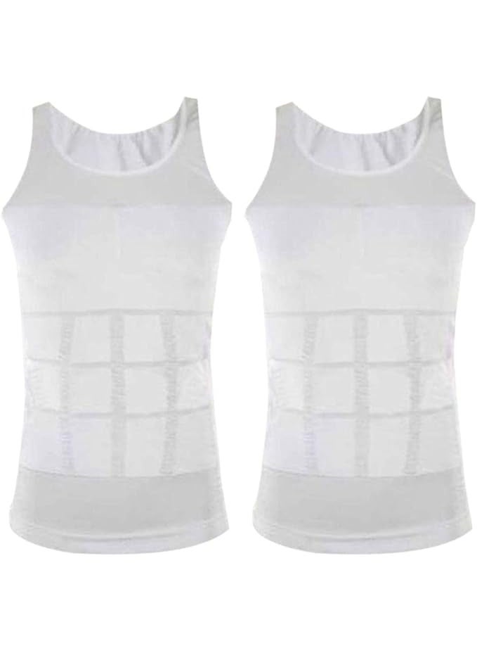 Slim’n Lift Slimming Tank Top Set Of 2 For Men-white