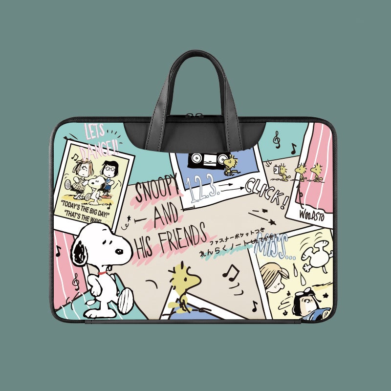 Laptop Handbag for 13-16 Inch Notebook, Waterproof Shockproof Computer Tote Bag with Handle, Fits Huawei/Honor/Xiaomi/Lenovo Xiaoxin, Black & White Cartoon Design, Trendy Carrying Case for Women & Students - Image 1