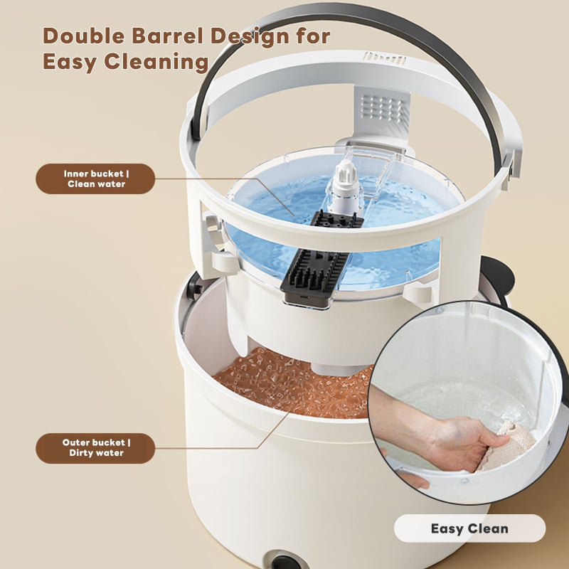 Sharpdo أداة تنظيف الأرضيات المنزلية - ممسحة دوارة مع دلو، 2 قطعة قماش، ارتفاع ممسحة قابل للتعديل - Image 5