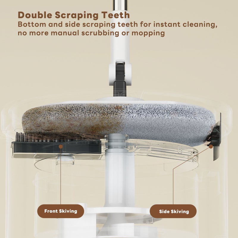 Sharpdo أداة تنظيف الأرضيات المنزلية - ممسحة دوارة مع دلو، 2 قطعة قماش، ارتفاع ممسحة قابل للتعديل - Image 4