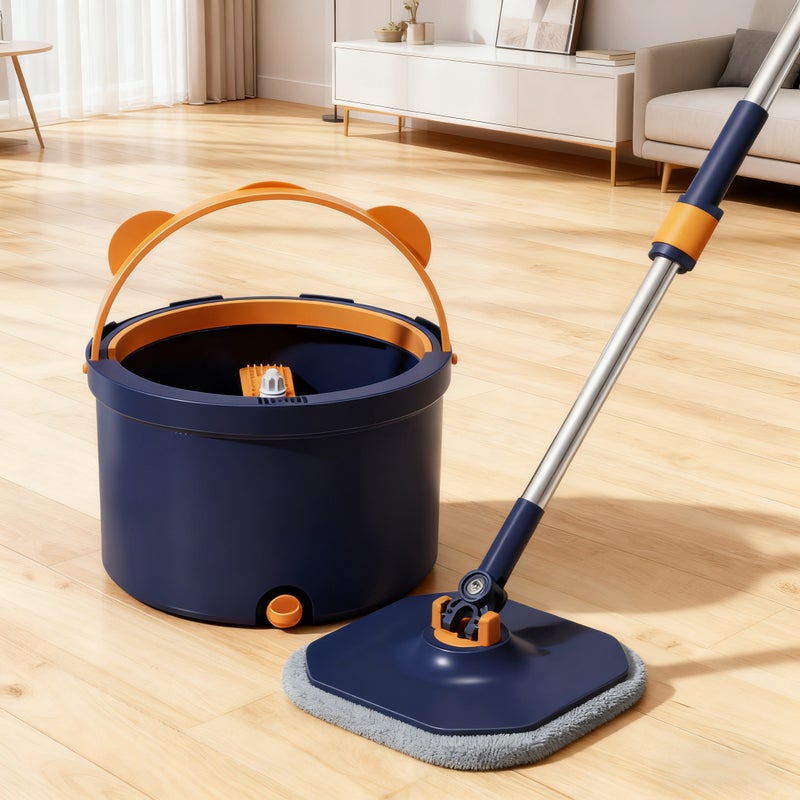 Sharpdo أداة تنظيف الأرضيات المنزلية - ممسحة دوارة مع دلو، 2 قطعة قماش، ارتفاع ممسحة قابل للتعديل - Image 1