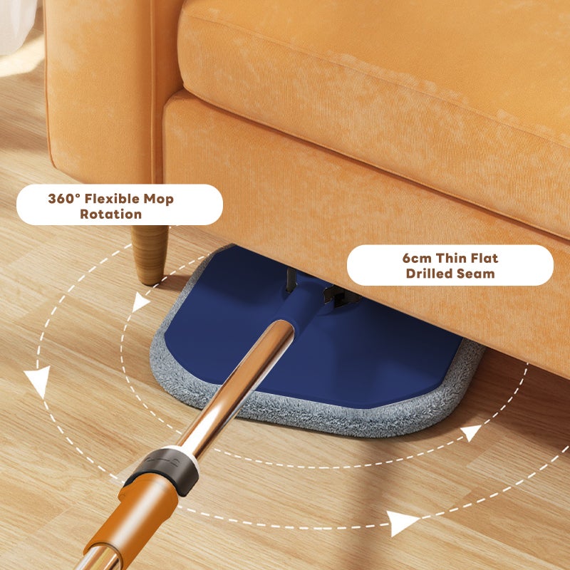 Sharpdo أداة تنظيف الأرضيات المنزلية - ممسحة دوارة مع دلو، 2 قطعة قماش، ارتفاع ممسحة قابل للتعديل - Image 3