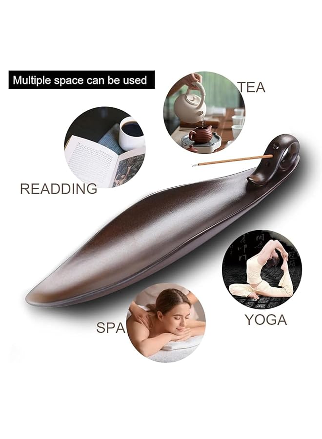 Bolivia's Incense Stick Holder 22.7Cm Length Brown Incense Stick Holder With 3 Holes Durable Ceramic Incense Holders Anti Skid Pad At The Bottom Suit For Counters Yoga Home Office - Image 2