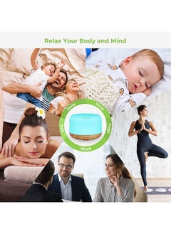 NIBEMINENT Essential Oil Diffuser Blue/Wood 500ml  - Image 5