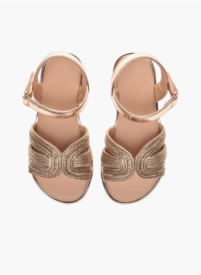 فلورا بيلا من شو إكسبرس Girls Embellished Strap Sandals With Hook And Loop Closure Ramadan Collection