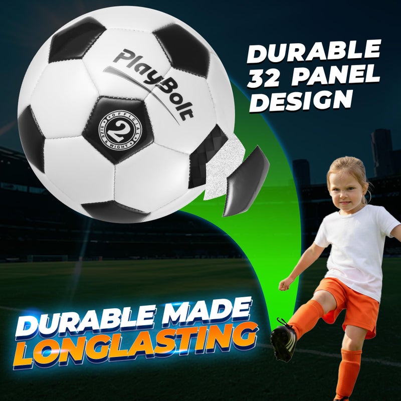 PlayBolt Soccer Ball Size 2 with Pump - Black & White Training Practice & Match Ball for Kids, Youth and Adults (Pack of 1) - Image 5