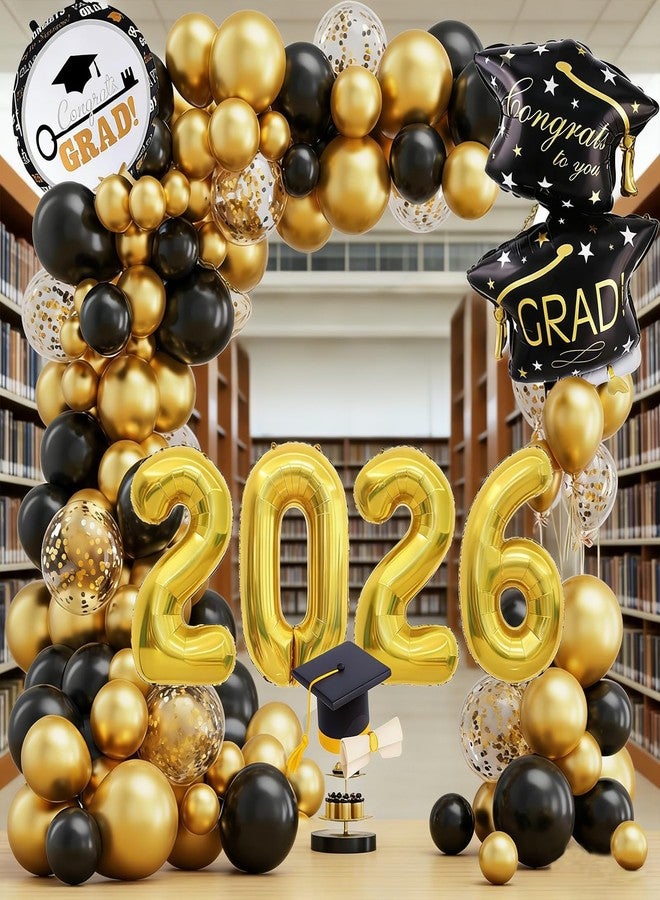 HEEYA Black Gold Graduation Party Decorations 2026 - Graduation Balloon Arch Kit with 32 Inch 2026 Number Balloons & Gradua tion Mylar Balloons, Perfect for Class of 2026 Gradua tion Party Supplies - Image 4