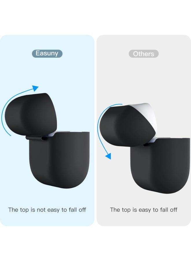 For AirPods Pro 2 Case Cover (2022), Full Body Protective Silicone Case Compatible with Apple AirPods Pro 2nd Generation, Shockproof Anti-Scratch Cover with Carabiner, Front LED Visible – Black - Image 5