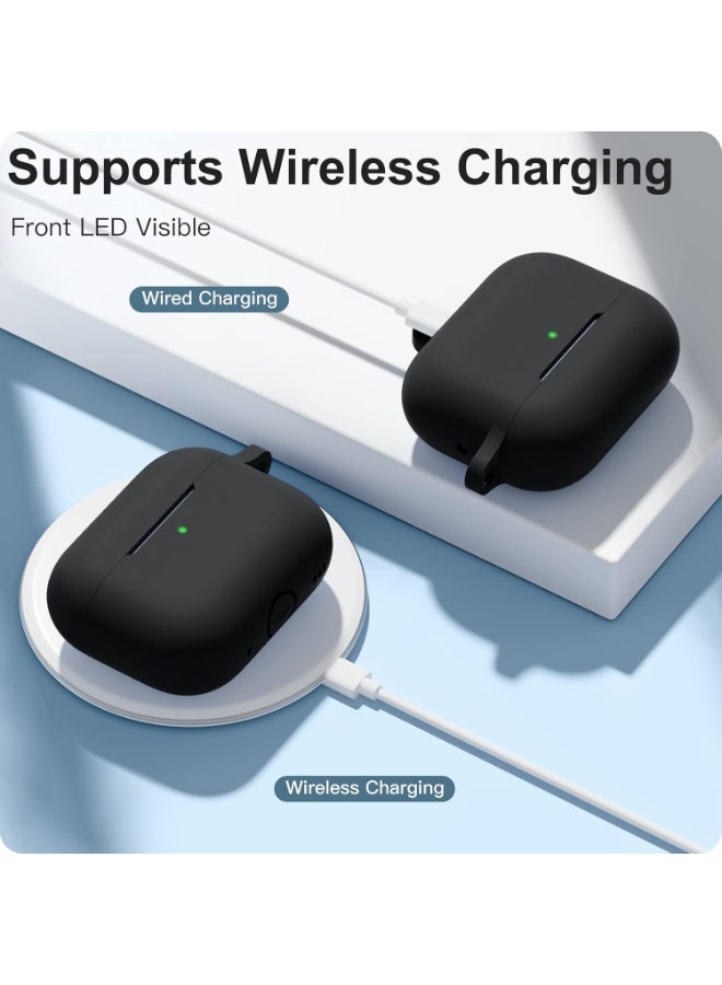 For AirPods Pro 2 Case Cover (2022), Full Body Protective Silicone Case Compatible with Apple AirPods Pro 2nd Generation, Shockproof Anti-Scratch Cover with Carabiner, Front LED Visible – Black - Image 4