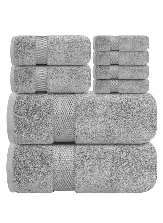 Kingston Premium Quality High Absorbent Bath Towel Set 2 Bath Towels 2 Hand Towels And 4 Wash Cloths Combo Pack of 8 Grey - Image 1