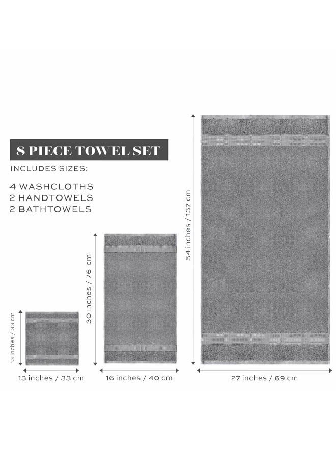 Kingston Premium Quality High Absorbent Bath Towel Set 2 Bath Towels 2 Hand Towels And 4 Wash Cloths Combo Pack of 8 Grey - Image 5