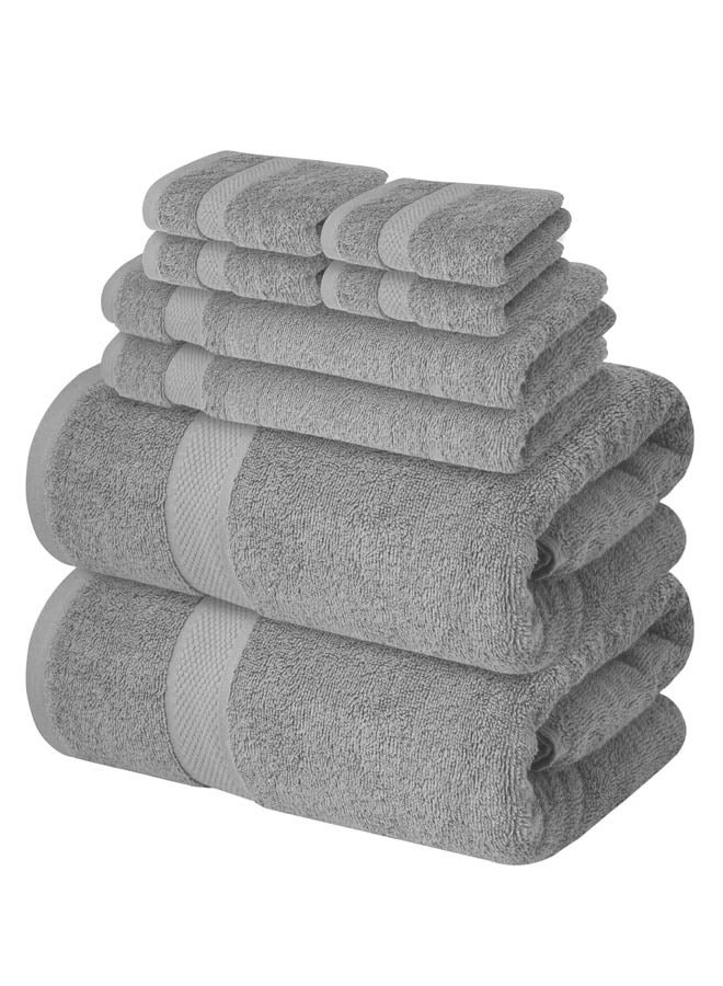 Kingston Premium Quality High Absorbent Bath Towel Set 2 Bath Towels 2 Hand Towels And 4 Wash Cloths Combo Pack of 8 Grey - Image 2