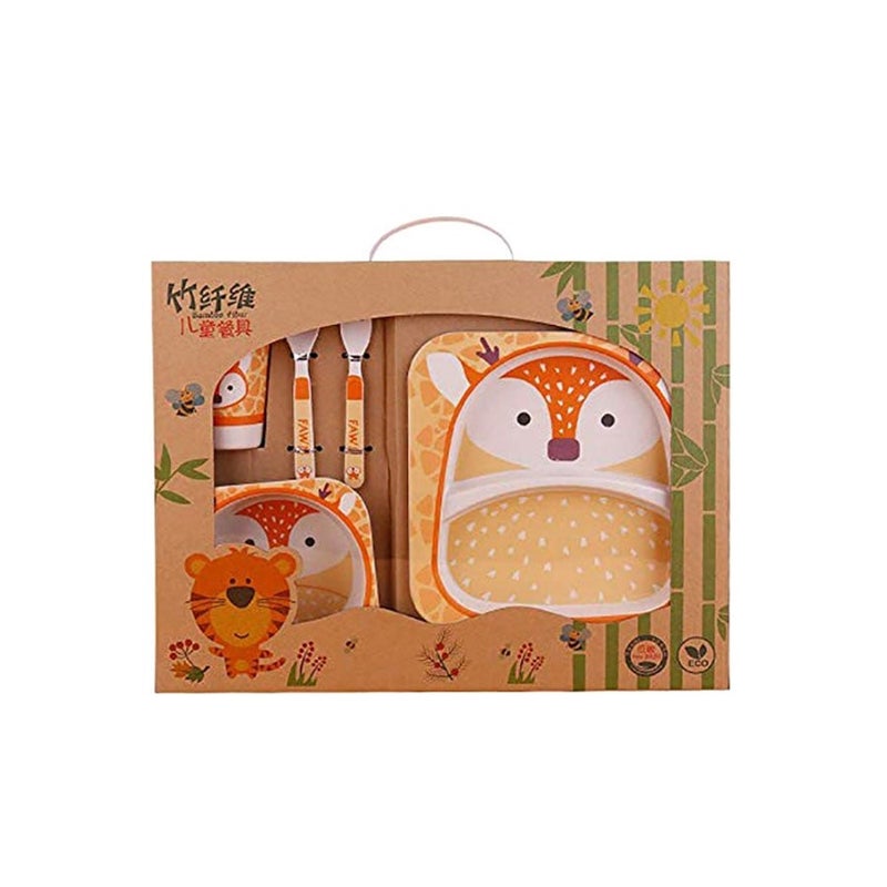 5-Piece Sika Deer Printed Bamboo Fiber Tableware Set - Image 2