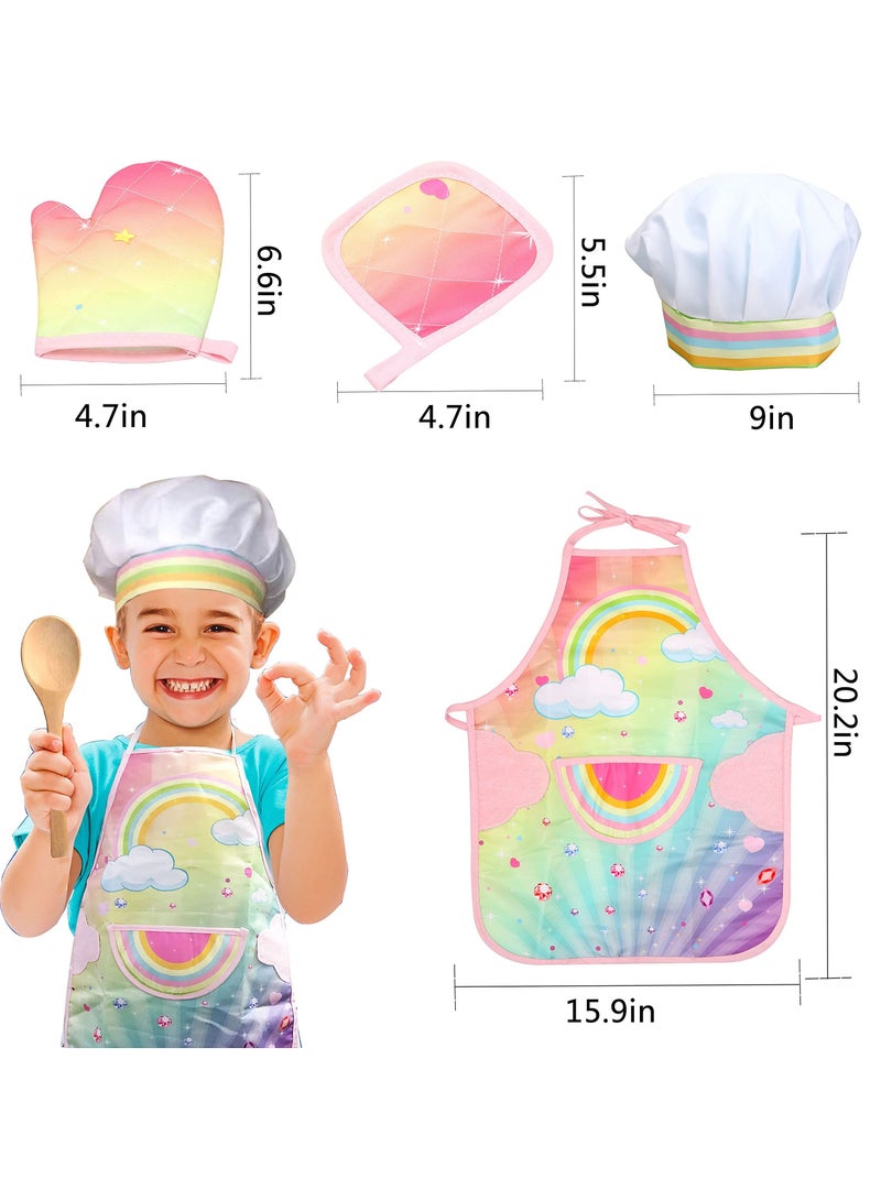 Y&D Cooking and Baking Set for Kids, 26 Pcs Kit Boys Girls Kids Chef Role Play Costume with Apron/Hat/Cooking Mitt/Utensils/Cupcake Molds Toddler Ages 3+ - Image 2