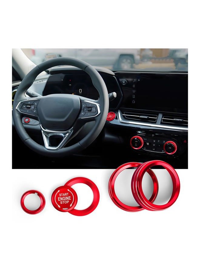 Polodunn for 2020-2025 Chevrolet Trailblazer Accessories & 2024-2025 Chevy Trax Accessories, 5pcs Aluminum Alloy Knob Covers Trim Set - Air Conditioner, Headlight & Push Start (Red) - Image 2