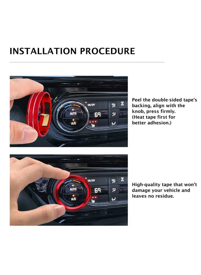 Polodunn for 2020-2025 Chevrolet Trailblazer Accessories & 2024-2025 Chevy Trax Accessories, 5pcs Aluminum Alloy Knob Covers Trim Set - Air Conditioner, Headlight & Push Start (Red) - Image 5