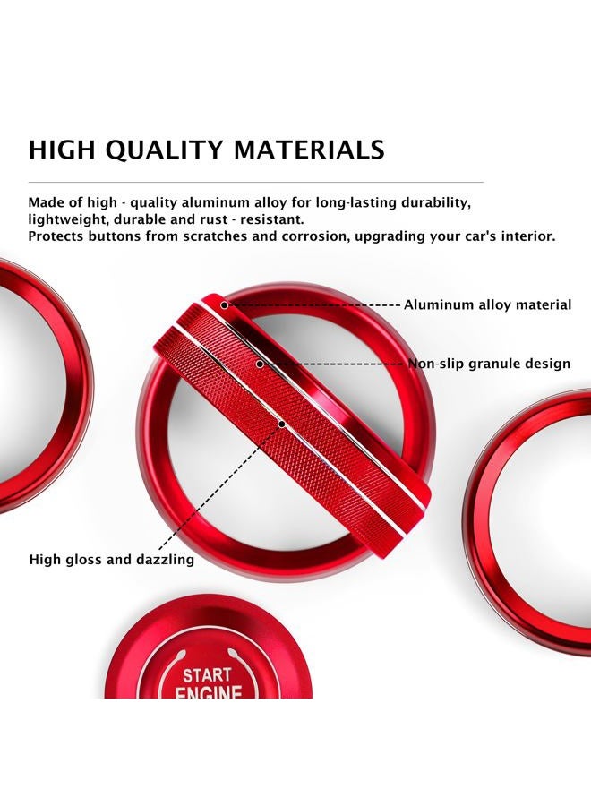 Polodunn for 2020-2025 Chevrolet Trailblazer Accessories & 2024-2025 Chevy Trax Accessories, 5pcs Aluminum Alloy Knob Covers Trim Set - Air Conditioner, Headlight & Push Start (Red) - Image 4