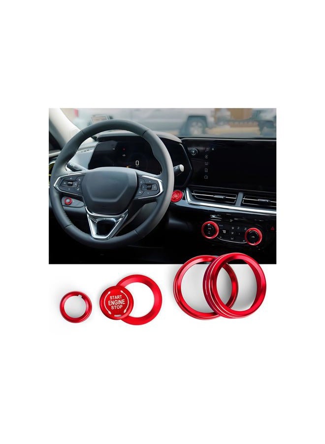 Polodunn for 2020-2025 Chevrolet Trailblazer Accessories & 2024-2025 Chevy Trax Accessories, 5pcs Aluminum Alloy Knob Covers Trim Set - Air Conditioner, Headlight & Push Start (Red) - Image 1