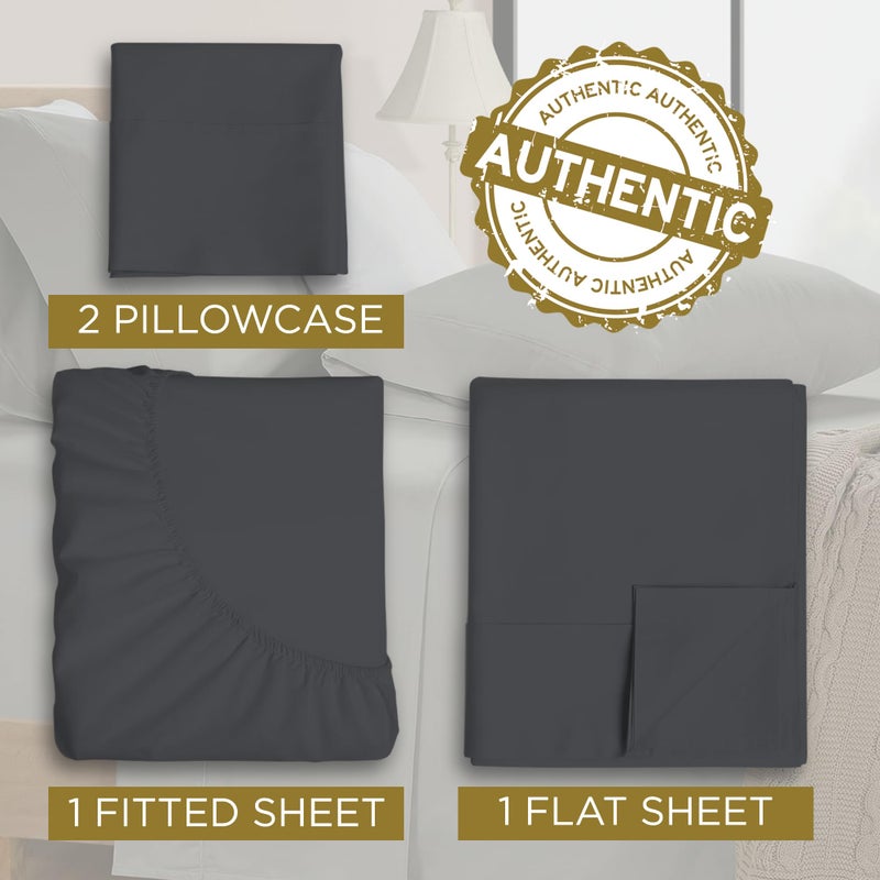DESTINY CRESCENT BED Full XL 100% Microfiber Double Brushed Sheet Set - Extra-Soft  Breathable & Wrinkle-Free - 15"" Deep Pockets  54"" x 80"" - Ideal for Extra Long Full Beds - 4PC Set (Full XL  Black) - Image 5