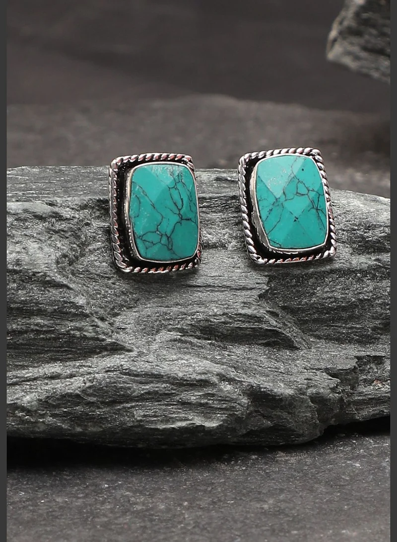 SOHI Silver Plated Designer Stone Stud