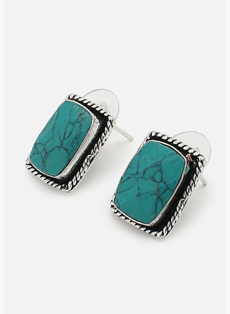 SOHI Silver Plated Designer Stone Stud