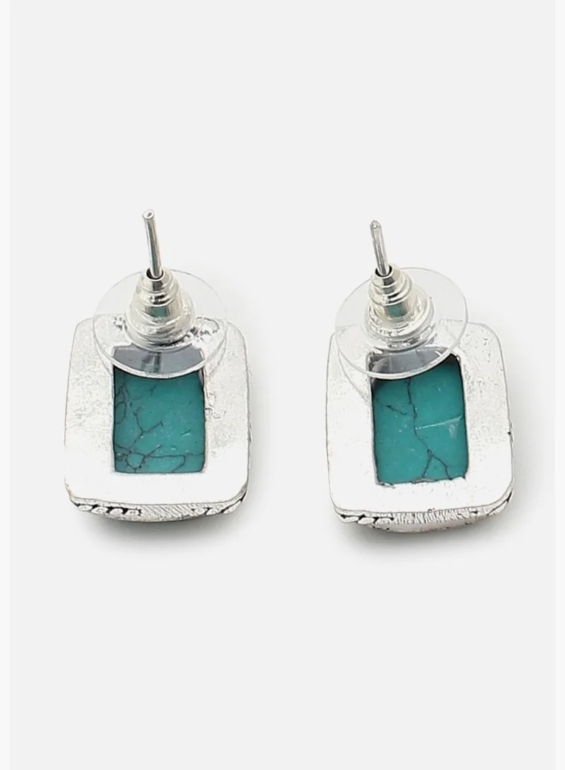 SOHI Silver Plated Designer Stone Stud