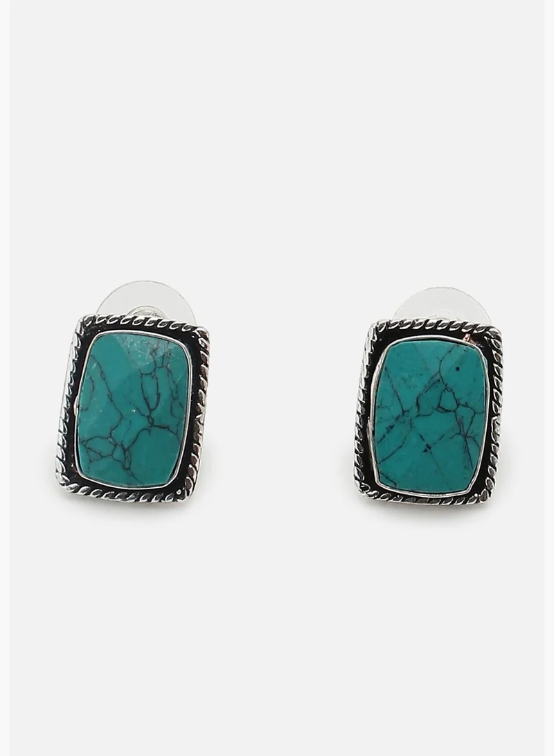 SOHI Silver Plated Designer Stone Stud