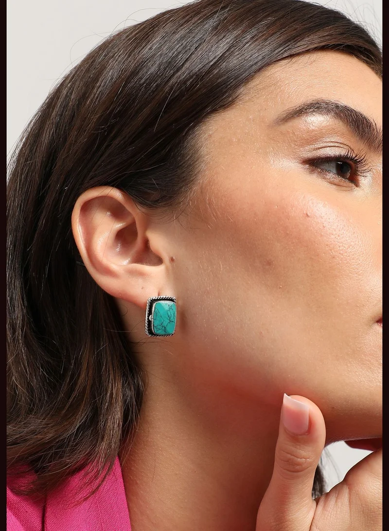 SOHI Silver Plated Designer Stone Stud