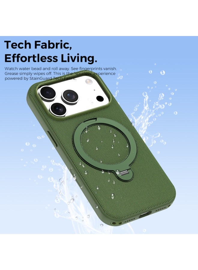 Tech Fabric 360° Rotating Ring Stand Magnetic Phone Case for iPhone 17 Pro Max / 17 Pro, Woven Drop-Proof Protective Cover - Image 4