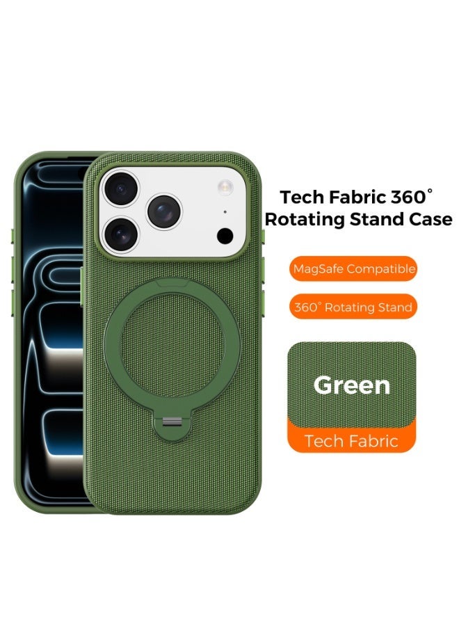 Tech Fabric 360° Rotating Ring Stand Magnetic Phone Case for iPhone 17 Pro Max / 17 Pro, Woven Drop-Proof Protective Cover - Image 2