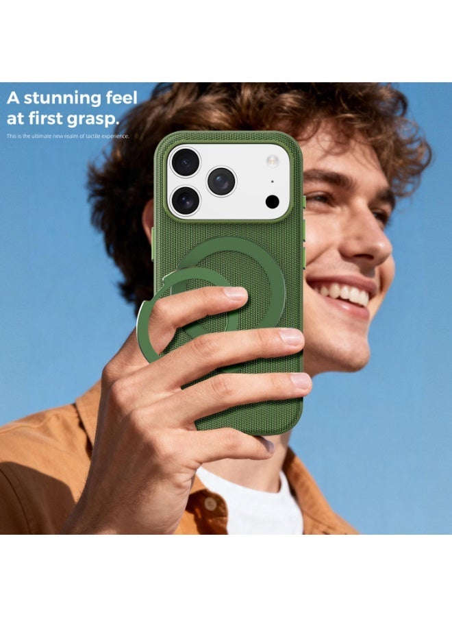 Tech Fabric 360° Rotating Ring Stand Magnetic Phone Case for iPhone 17 Pro Max / 17 Pro, Woven Drop-Proof Protective Cover - Image 3