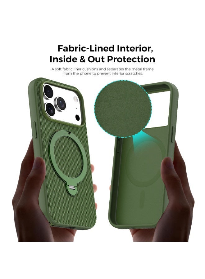 Tech Fabric 360° Rotating Ring Stand Magnetic Phone Case for iPhone 17 Pro Max / 17 Pro, Woven Drop-Proof Protective Cover - Image 1