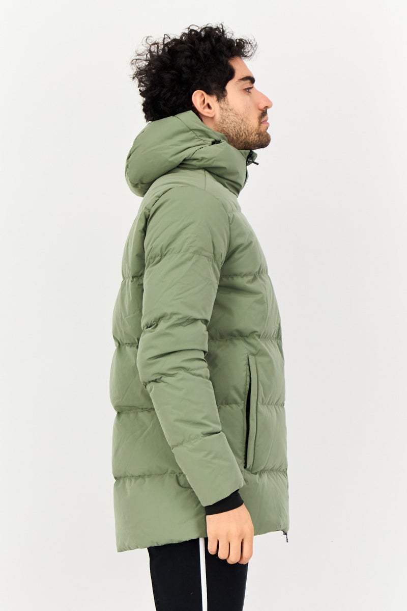 Reebok Men Brand Logo Outdoor Puffer Jacket, Green - Image 3