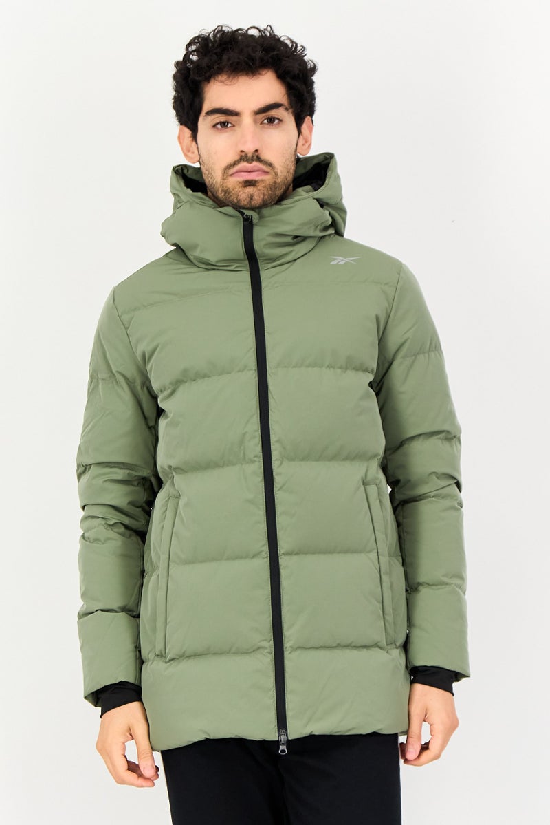 Reebok Men Brand Logo Outdoor Puffer Jacket, Green - Image 1